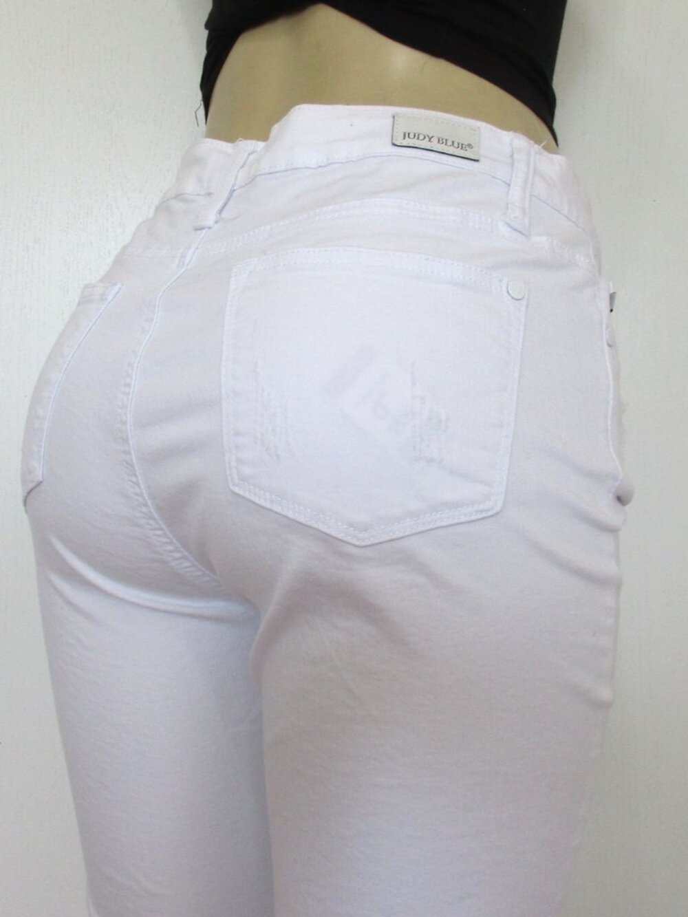 JUDY BLUE Jeans Size 9/29 White Skinny Fit Denim Distressed